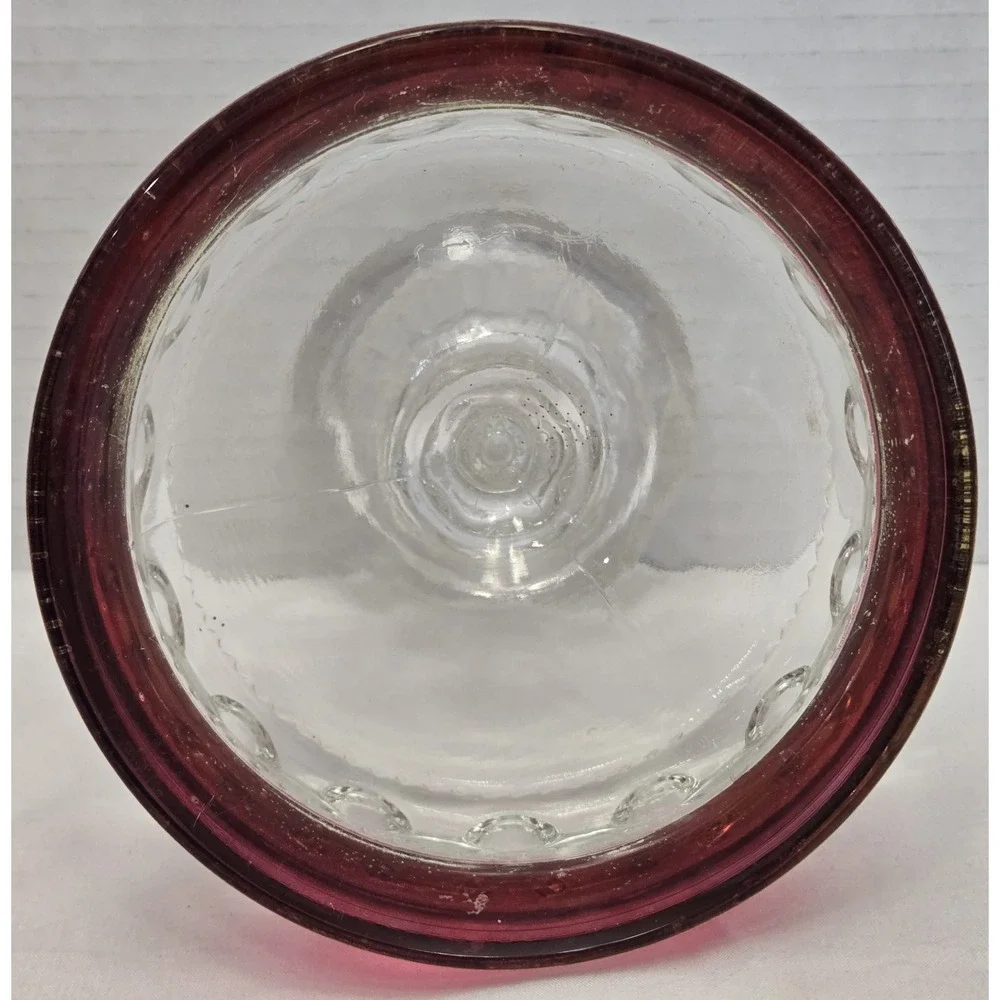 Vintage Indiana Glass King's Crown Ruby Flash Pedestal Compote Candy Dish Bowl